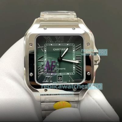 AF Swiss Clone Cartier Santos Large Model 9015 SS Watch Green Dial 39.8